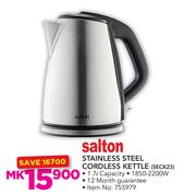 Salton 1.7Ltr Stainless Steel Cordless Kettle SECK23