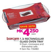 Borcam 1.3Ltr Rectangular Glass Oven Tray