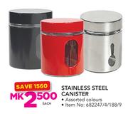 Stainless Steel Canister Assorted Colours-Each