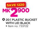 20Ltr Plastic Bucket With Lid Black