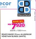 Decorland Ready-Made 25mm Aluminium Venetian Blinds White-600X1000mm