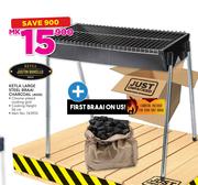 Justin Bonello Ketla Large Steel Braai Charcoal JB200 Including Charcoal