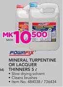 Powerfix Mineral Turpentine Or Lacquer Thinners-5Ltr Each
