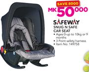 Safeway Snug N Safe Car Seat With 3 Point Safety Harness