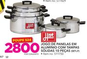 Hart 10 Pecas Jogo De Panelas em Alumínio Com Tampas Solidas (Set-J7)- por Conjunto
