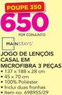 Mainstays 3 Pecas Jogo De Lençol Casal em Microfibra-  Por Conjunto