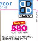 Decorland Ready-Made 25mm Aluminium Venetian Blinds (White)-600W X 1000H mm