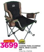 Camp Master Cadeira Para Acampar Preta, Bege Classic 500