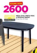 Antracite Mesa Oval Preta Para 6 Pessoas Ebony -cada