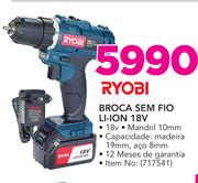 Ryobi Broca Sem Fio Li-Ion 18V