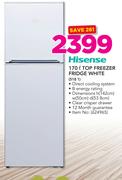 Hisense 170ltr White Top Freezer Fridge 518 1
