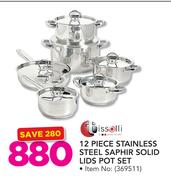 Tissolii 12-Piece Stainless Steel Saphir Solid Lids Pot Set