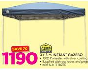 Camp Master 3 x 3m Instant Gazebo With Guy Ropes & Pegs