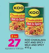 Koo Chakalaka Hot And Spicy/Mild And Spicy-2 x 410g