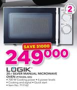Logik 20ltr Silver Manual Microwave Oven P70H20L-SES