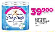 Baby Soft Toilet Tissue 2 Ply White-18's Per Pack