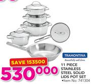 Tramontina 11 Piece Stainless Steel Solid Lids Pot Set