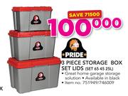 Pride 3 Piece Storage Box Set With Lids(Set 65, 45, 25Ltr)