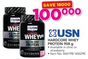 USN Hardcore Whey Protein In Choco Or Strawberry-908g