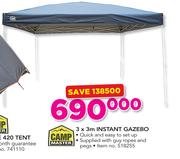 Camp Master 3 x 3m Instant Gazebo With Guy Ropes & Pegs
