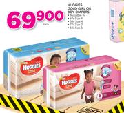 Huggies Gold Girl Or Boy Diapers(Size4 60's/Size4+ 54's/Size3 72's or Size5 50's Pack)-Each