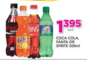 Coca Cola, Fanta Or Sprite-500ml Each