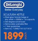Delonghi 1.5Ltr Scultura Kettle-Each