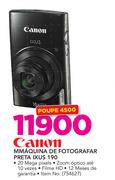 Canon Máquina De Fotografar Preta Ixus 190