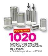 Conjuntos 7 Pecas de Vaso de Vidrof de aço Inoxidavel de