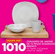 12 Pecas Conjunto De Jantar De Quadrado Branco