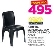 Antracite Cadeira Empilhavel Sem Apolo De Braco Onyx