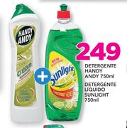Detergente Handy Andy-750ml + Detergente Liquido Sunlight-750ml