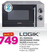 Logik 20Ltr Manual Microwave Oven Silver P70H20L-SES