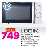 Logik 20Ltr Manual Microwave Silver P70H20L-SES