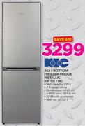 KIC 263Ltr Bottom Freezer Fridge Metallic KBF 525 1 ME