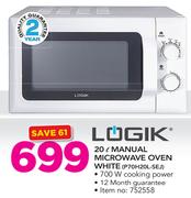 Logik 20Ltr Manual Microwave Oven White P70H20L-SEJ