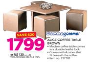 Alice Coffee Table Brown With 4 Cubes