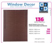 Decorland Ready-Made 25mm PVC Venetian Blinds (Espresso) 600w x 1000Hmm