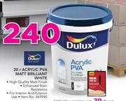 Dulux 20Ltr Acrylic PVA Matt Brilliant White