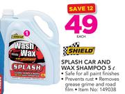 Shield Splash Car And Wax Shampoo-5Ltr