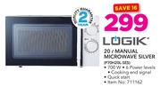Logik 20Ltr Manual Microwave Silver P70H20L-SES
