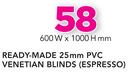 Decorland Ready Made 25MM PVC Venetian Blinds Espresso-600W x 1000H mm
