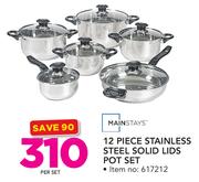 Mainstays 12 Piece Stainless Steel Solid Lids Pot Set