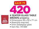 Out & About 4 Seater Glass Table Brown KTS0097U