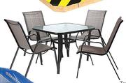 Out & About 4 Seater Glass Table Brown KTS0097U