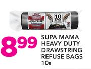 Supa Mama Heavy Duty Drawstring Refuse Bags-10s