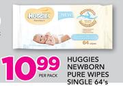 Huggies Newborn Pure Wipes Single-64's Per Pack
