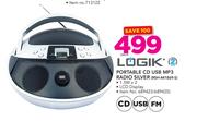 Logik Portable CD USB MP3 Radio Silver RSH-441869-S