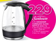 Sunbeam 1.7Ltr Designer Cordless Glass Kettle SDGK-170