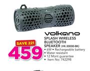 Volkano Splash Wireless Bluetooth Speaker VK-30000-BK